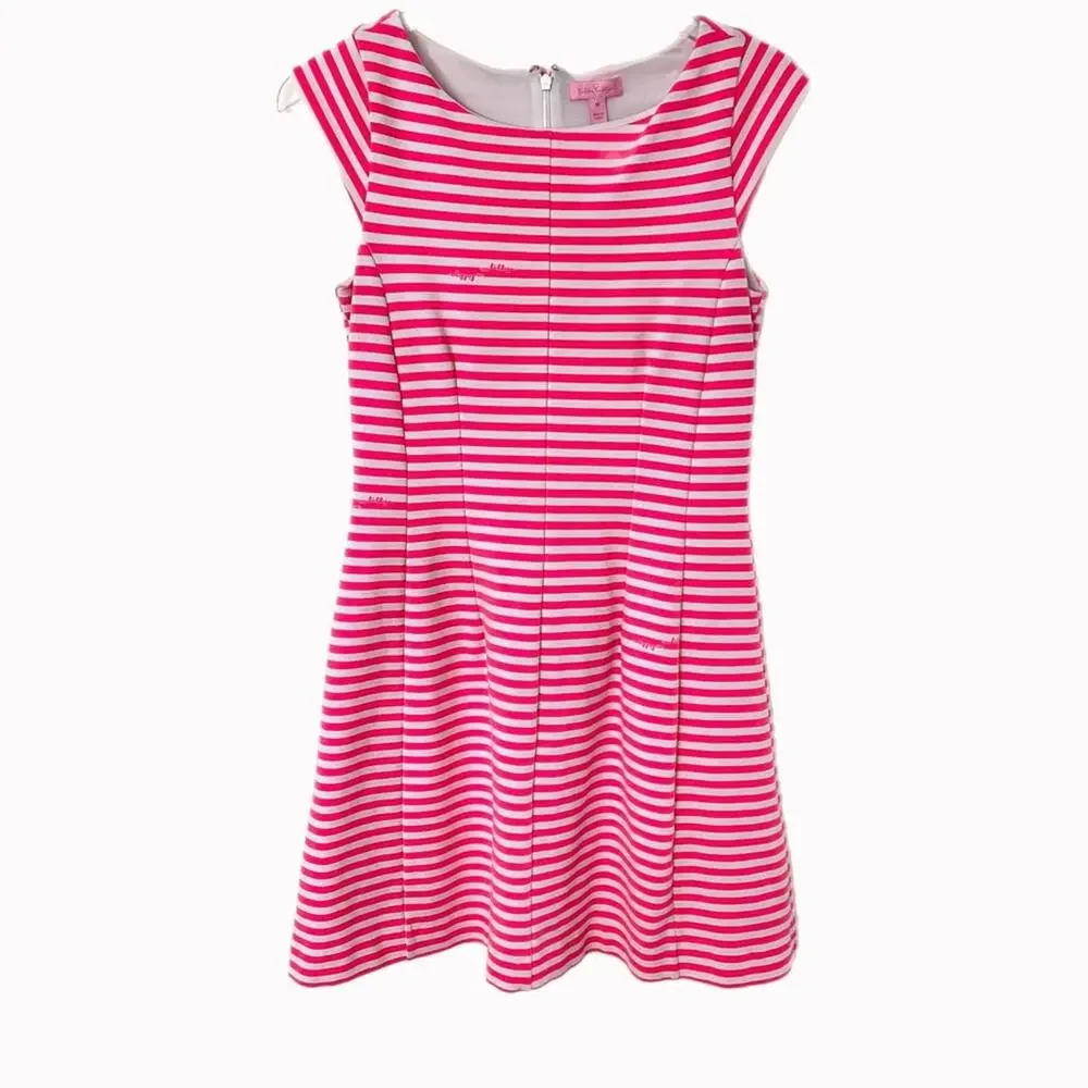 Lilly Pulitzer Pink Striped Briella Dress Sz M - Picture 1 of 8